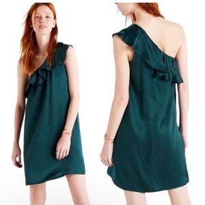Madewell Emerald One-Shoulder Shift Dress